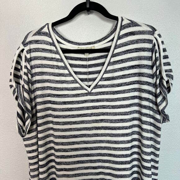 41 Hawthorn Stripe Midi Dress Black White V-Neck Pullover Short Sleeve Sz 3X - Picture 2 of 6
